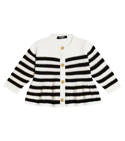 Balmain Baby Striped Wool-blend Cardigan In Multicoloured