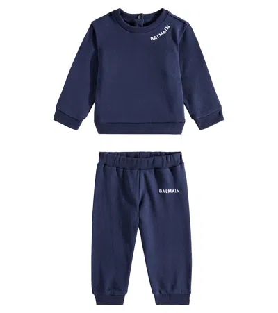 Balmain Baby Set Aus Sweatshirt Und Jogginghose In Blau