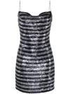 Balmain Babydoll Cowl Neck Glitter Short Dress Clothing In Blue
