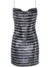 Balmain Babydoll Cowl Neck Glitter Short Dress In Gray