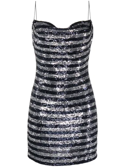 BALMAIN BALMAIN BABYDOLL COWL NECK GLITTER SHORT DRESS