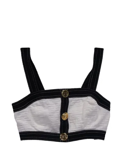 Pre-owned Balmain Back-zip Cropped Top In White