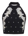 Balmain Crystal-embellished Zip-up Top In Black