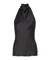 Balmain Halterneck Sleeveless Backless Draped Neckline Fitted Silhouette In Black