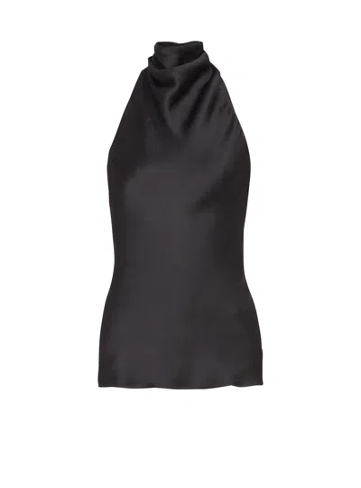 BALMAIN BACKLESS CREPE SATIN TOP