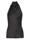 Balmain Halterneck Sleeveless Backless Draped Neckline Fitted Silhouette In Black