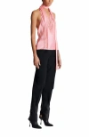 Balmain Backless Crepe Satin Top With Fringe