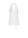 Balmain Backless Fringed Satin Top In Neutral