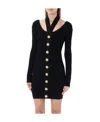 Balmain Black Viscose Button Mini Dress In Black