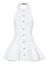 Balmain Flared Cotton-poplin Halter-neck Mini Shirt Dress