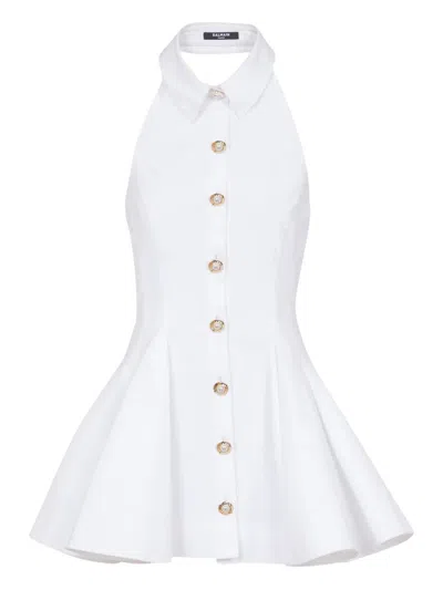 BALMAIN BACKLESS POPLIN DRESS