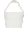Balmain Knitted Halterneck Crop Top In White