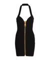 Balmain Backless Zipper Fitted Knit Short Dress In Black