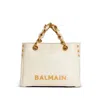 Balmain Small 1945 Soft Bag In Embossed Crackled Calfskin With A Pb Labyrinth Monogram In White