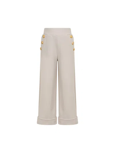 Balmain Kids' Baggy Pants With Buttons In Neutral