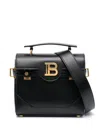 Balmain B-buzz 23 Monogram Leather Top Handle Bag In Black