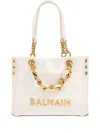 Balmain 1945 Cabas Tote Bag In Monogram Crinkled Leather In Neutral