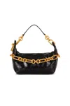 Balmain 'sync' Black Medium Shoulder Bag With Chain-link And Logo Plaque In Leather Woman