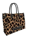 Balmain B-army Shopper Shoulder Bag In Leopard-print Canvas In Black