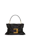 Balmain Anthem Medium Buckle Shoulder Bag In Calfskin In Black