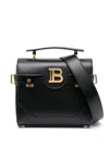 Balmain B-buzz 23 Monogram Leather Top Handle Bag In Black