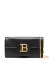 Balmain B Buzz Wallet On Chain In Calfskin Leather In Black