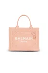 Balmain Small B-army Suede Tote Bag In Nude Rose