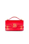 Balmain B-buzz Red Leather Handbag In Rouge