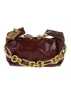 Balmain Mini Calfskin Shoulder Bag Chain In Brown