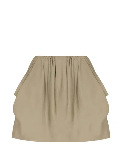 Balmain Cotton Balloon Short Skirt Vert Pale In Neutral