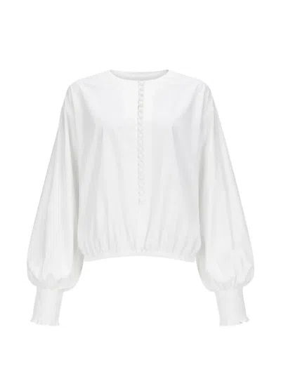 Balmain Jacket Balloon Sleeves Button Detailing Hem In White