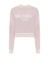 Balmain Balm Top Swtshrt Cn Ls Crppd Logo Strpd