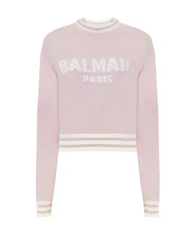 Balmain Balm Top Swtshrt Cn Ls Crppd Logo Strpd
