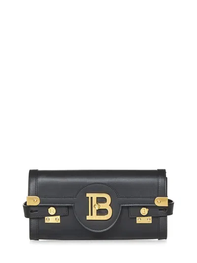 Balmain B-buzz 23 Clutch In Smooth Calf Leather In Gray