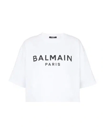 Balmain Logo-print Crop T-shirt In White