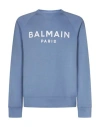 Balmain Logo-print Organic-cotton Sweatshirt In Blue