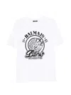 Balmain Short Sleeve Crew Neck Graphic Shirt In Yellow