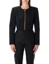 Balmain Cropped Zipped Jacket Featuring Structured Shoulders In Black
