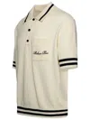 BALMAIN BALMAIN 'BALMAIN ICONIC' IVORY COTTON BLEND POLO SHIRT