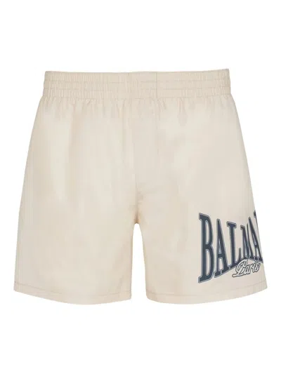 Balmain Logo-print Swim Shorts In Animal Print