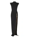 Balmain Zipped Compact Jersey Slit Long Dress Clothing In Black