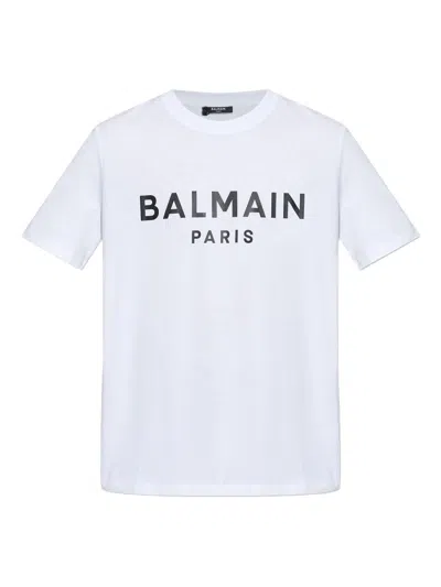 Balmain Paris Print T-shirt In Gray