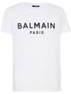 Balmain White Crewneck T-shirt With Contrasting Logo Lettering Print In White