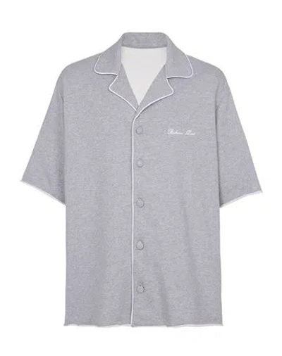 Balmain Logo-embroidered Cotton Shirt In Grey