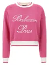 Balmain Cotton-blend Embroidered-logo Sweater In Pink