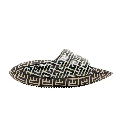 Pre-owned Balmain Wmns B-it Quilted Leather Mules 'bicolor Monogram - Black White' | Women's Size 37