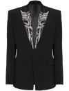 Balmain Bamboo-embroidered Single-breasted Blazer In Black