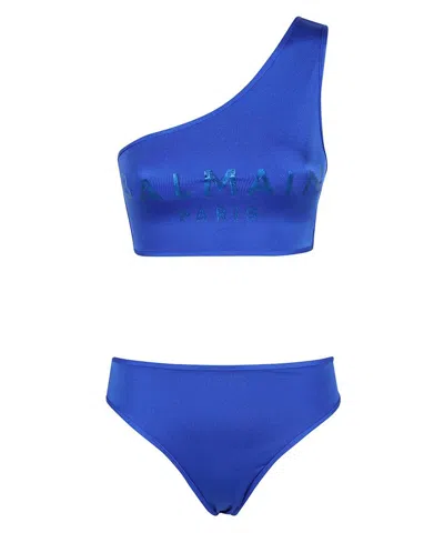 Balmain Bandeau Bra Bikini In Blue