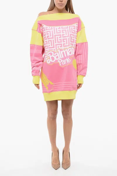 Balmain Barbie Brushed Cotton Oversized Dress In Pink