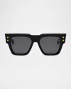 Balmain B-army Acetate Square Sunglasses In Black